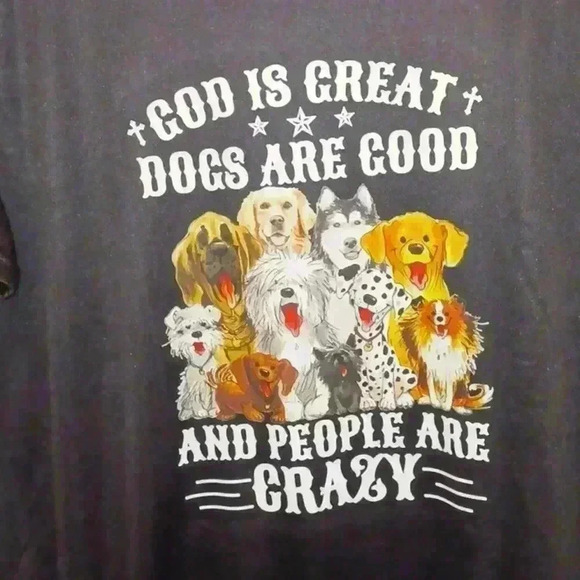 NWOT Handmade "Dogs Are Good" Black Short Sleeve Unisex Tee - Size M - Picture 2 of 6